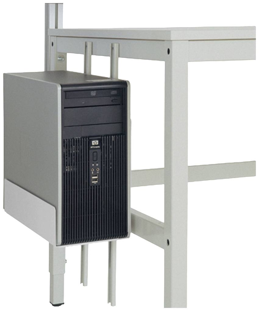 Manuflex ZB3607.9006 CPU-hållare i Aluminiumsilver liknande RAL 9006, BxDxH = 180-250 x 450 x 290 mm