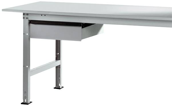 Manuflex AS0006.9006 Låda i aluminiumsilver liknande RAL 9006, med lås, för bordsdjup 800 mm, BxDxH= 425 x 550 x 135 mm