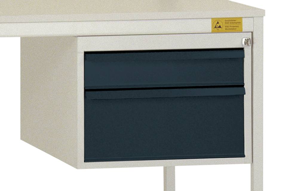 Manuflex LD4702.7016 ESD ESD-chassiunderbyggnad, användbar höjd 300 mm med 2 lådor