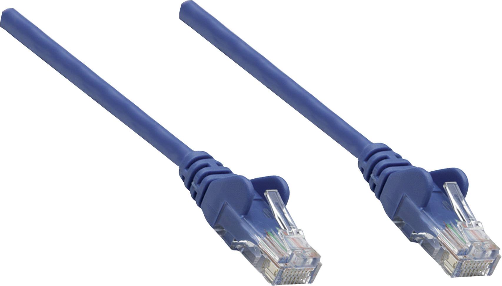 Intellinet 737050 RJ45 Nätverkkabel, Patchkabel CAT 6A S/FTP 0.25 m Blå Individuell skärmning, Totalt skärmad, Halogenfr