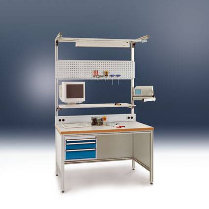 Manuflex ZB8235.9006 Svängarm förvaringsskiva 370 x 370 mm med dubbellänk för ALU-bord liknande RAL9006 alusilver Alumin