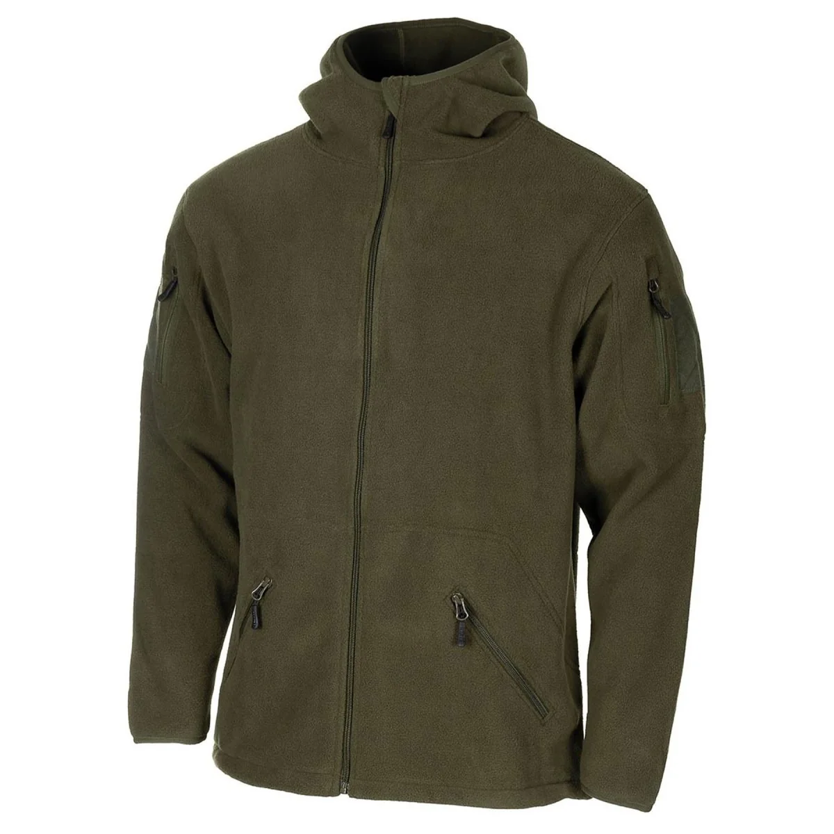 MFH Military Style Olive Hoodie Fleece Jacket taktisk armé full zip vandring ny