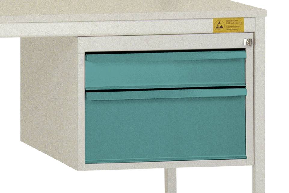 Manuflex LD4702.5021 ESD ESD-chassiunderbyggnad, användbar höjd 300 mm med 2 lådor