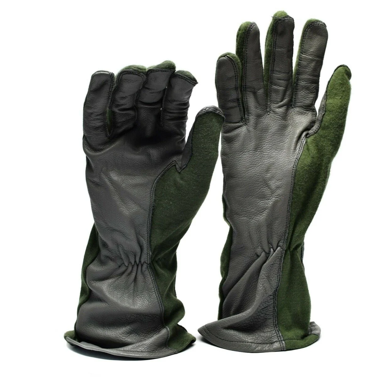 Äkta holländska arméstridshandskar läder aramid fiber luftstyrka militär nomex od