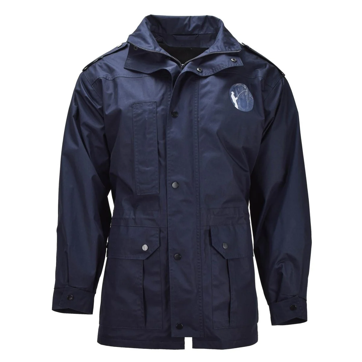Original holländsk Military Parka Flera fickor High Neck Fisherman Logo Blå