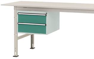 Manuflex AS0005.0001 Underinbyggnad i hölje PACKPOOL, användbar höjd 300 mm med 2 lådor. För bordsdjup 800 mm