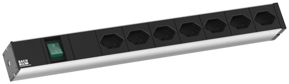 Bachmann 800.1263 19 tum Nätverksskåp-förgreningsdosa 1 U Uttag T13 med switch Svart