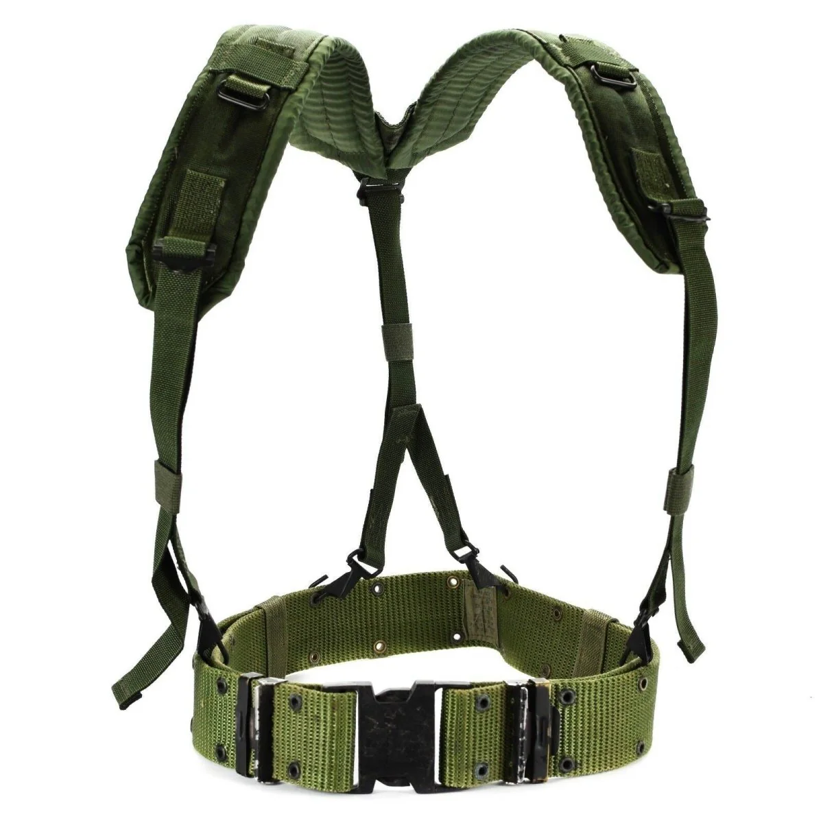 Original U.S. Army Webbing System Web Suspenders Belt LC-2 Military Pistol Green