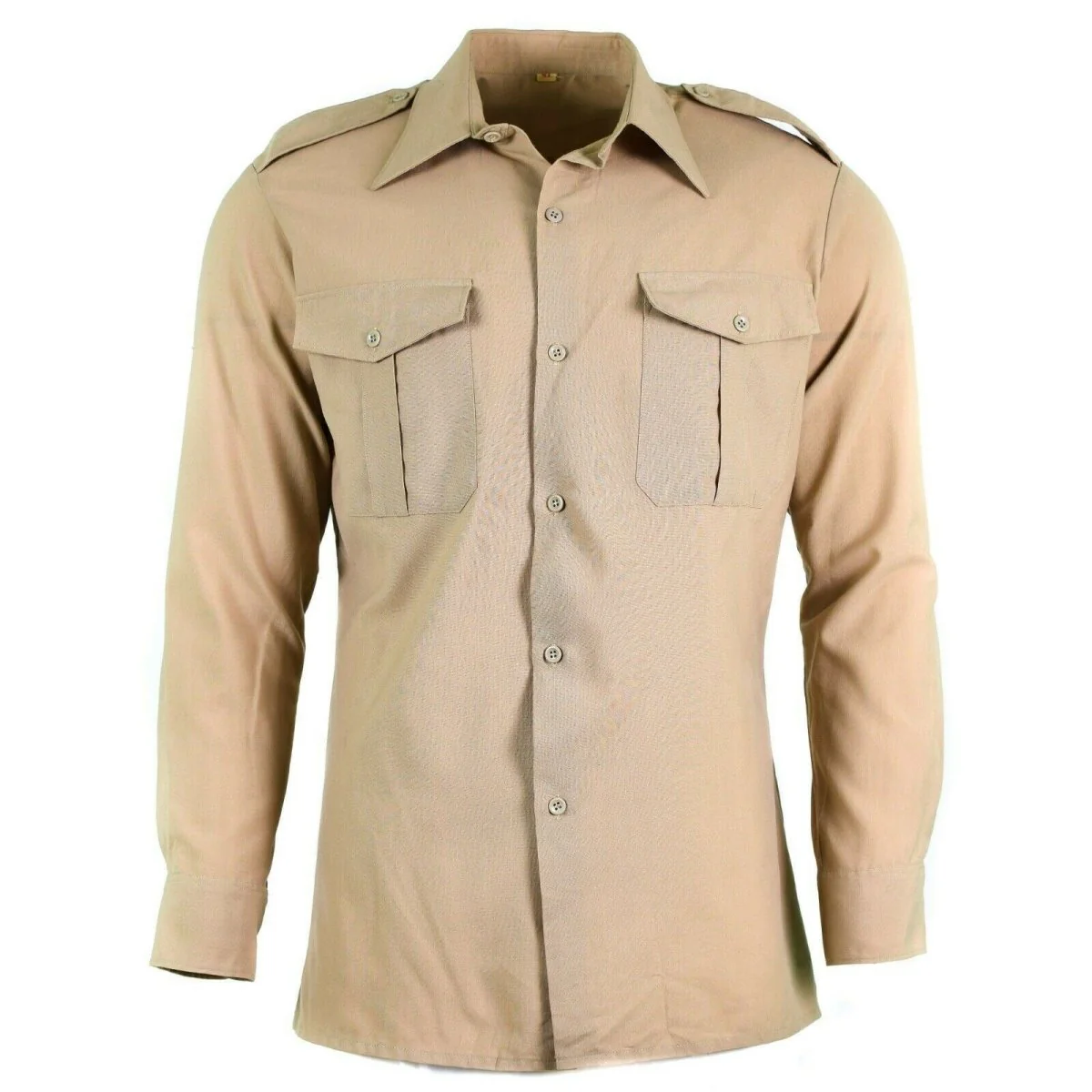 Äkta franska arméskjorta trötthet död stock chino khaki militär poly ull ny