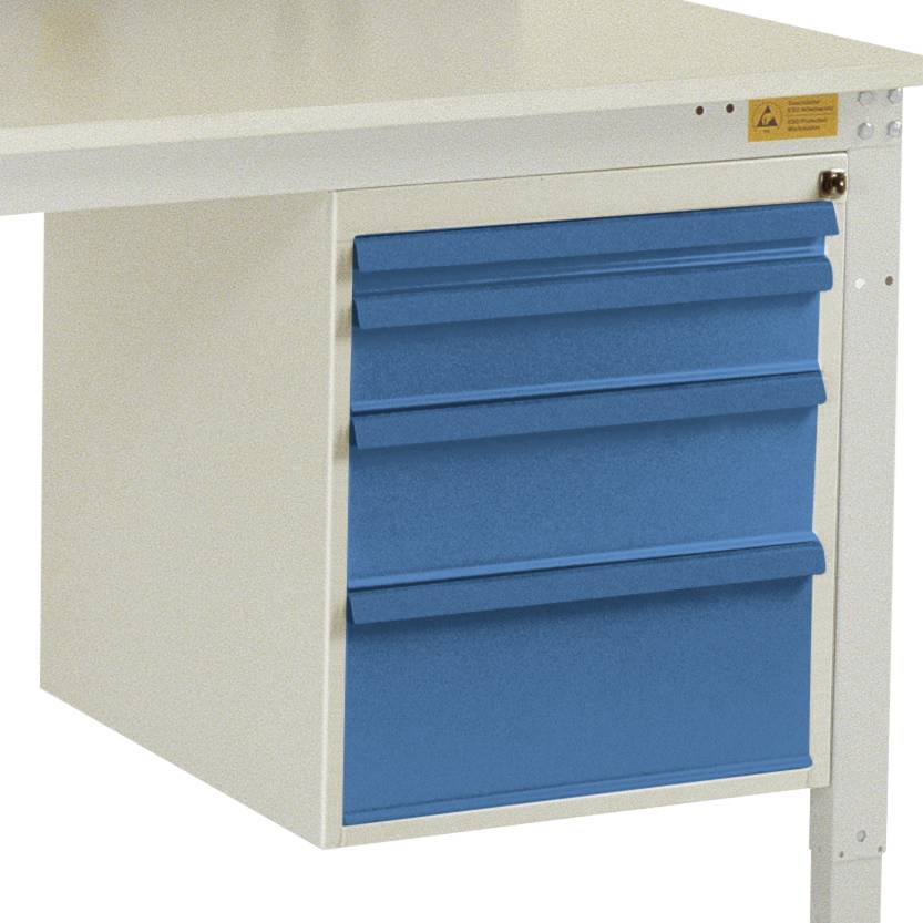 Manuflex LZ4763.0002 ESD ESD-chassiunderbyggnad, användbar höjd 500 mm med 4 lådor. För bordsdjup 1000 mm
