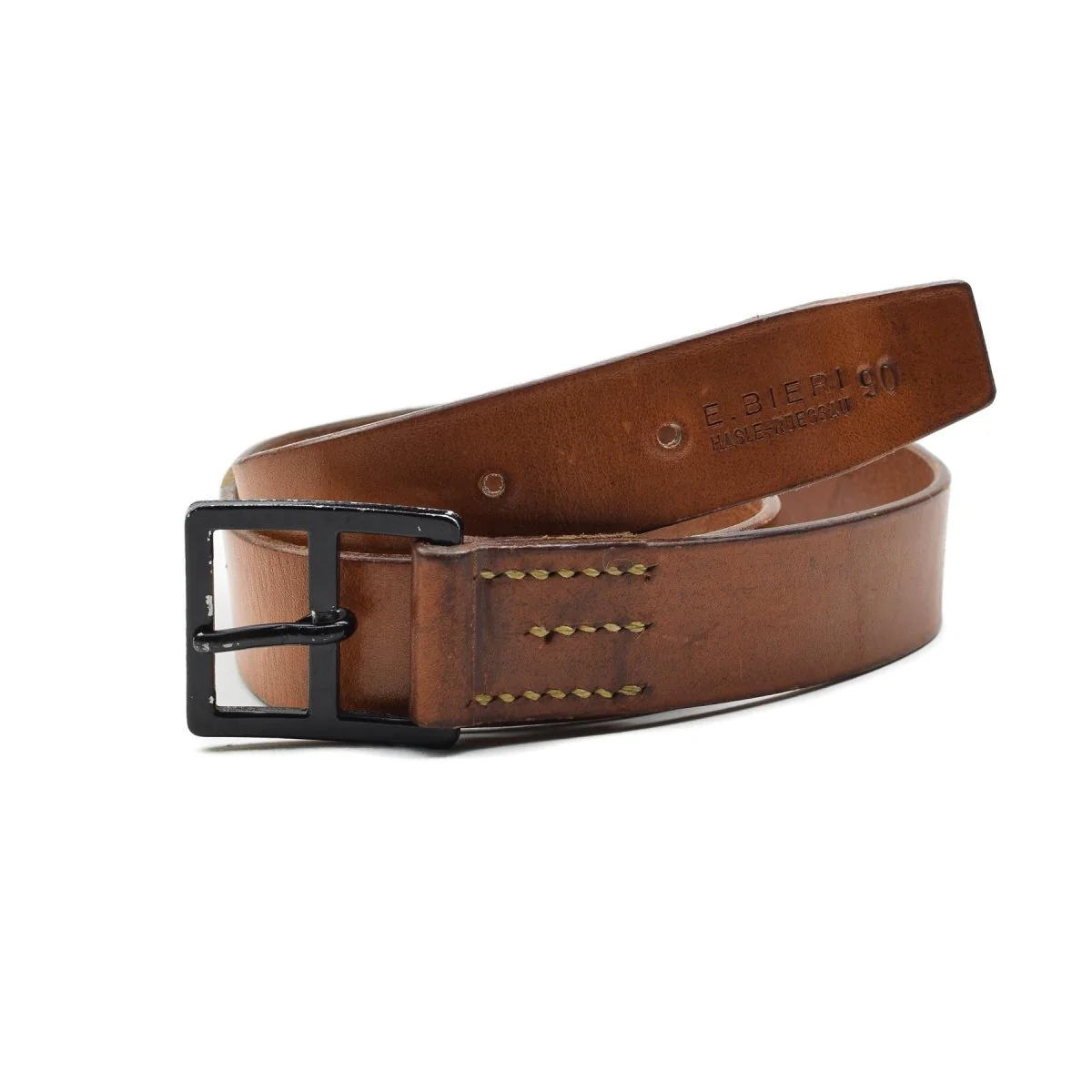 Original Swiss Army Pants Belt Casual Classic Leather Brown Military Surplus New