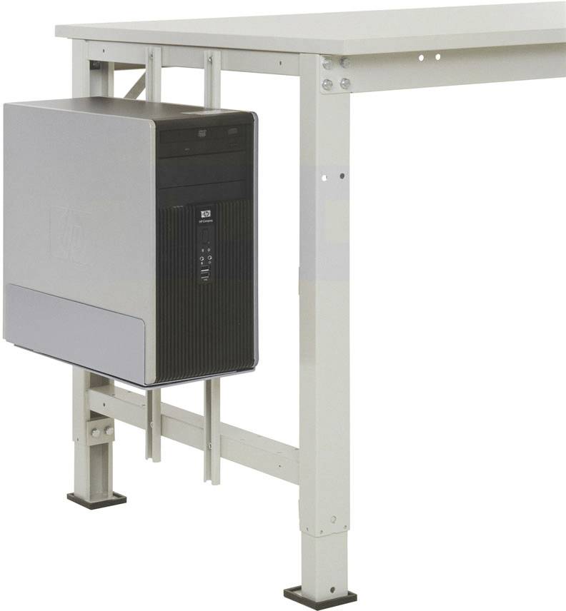Manuflex LZ3590.9006 ESD ESD-CPU-hållare i aluminiumsilver liknande RAL 9006, BxDxH = 180-250 x 450 x 290 mm