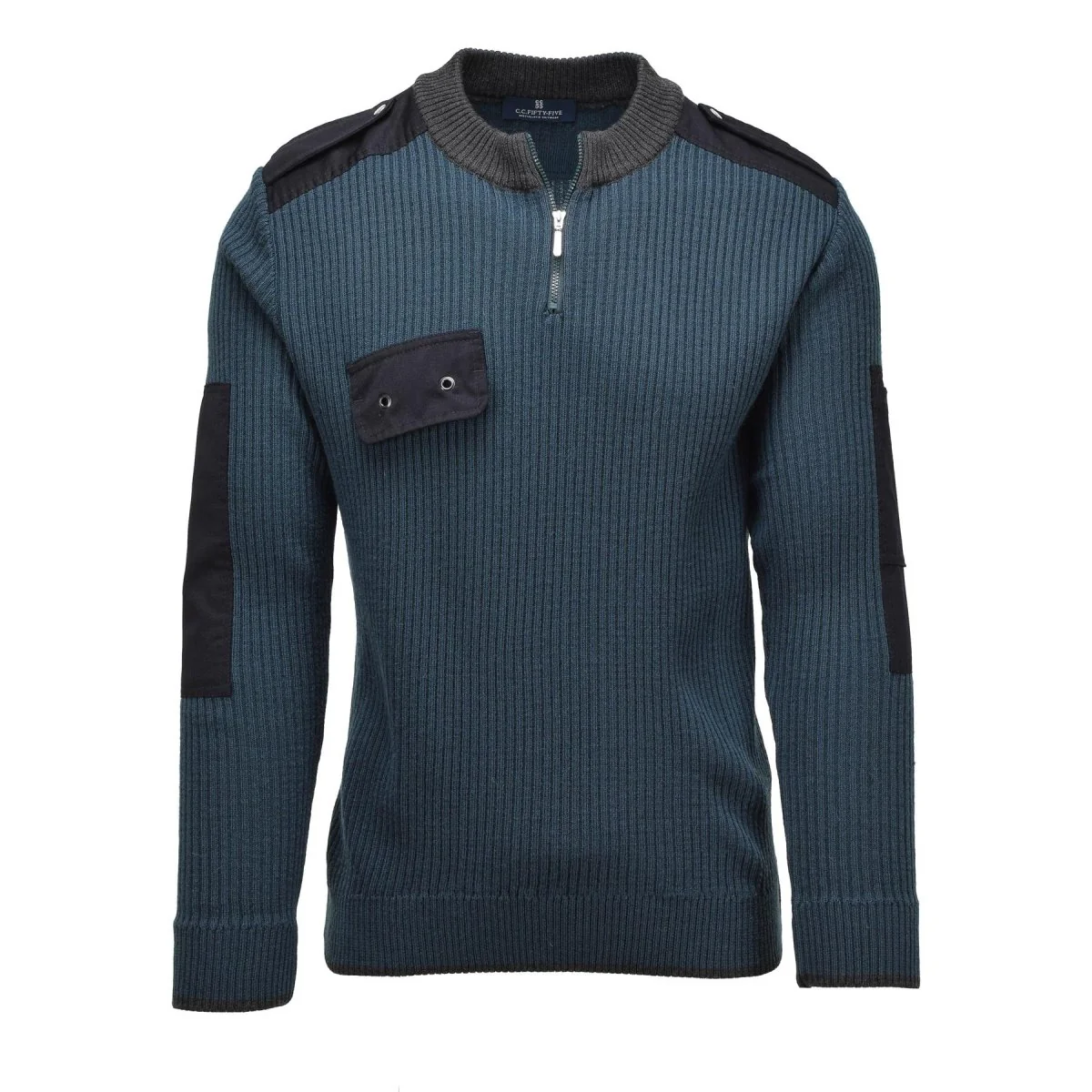 Äkta holländska militära pullover rib stickade kallt väder blå aktivt tröja tröja