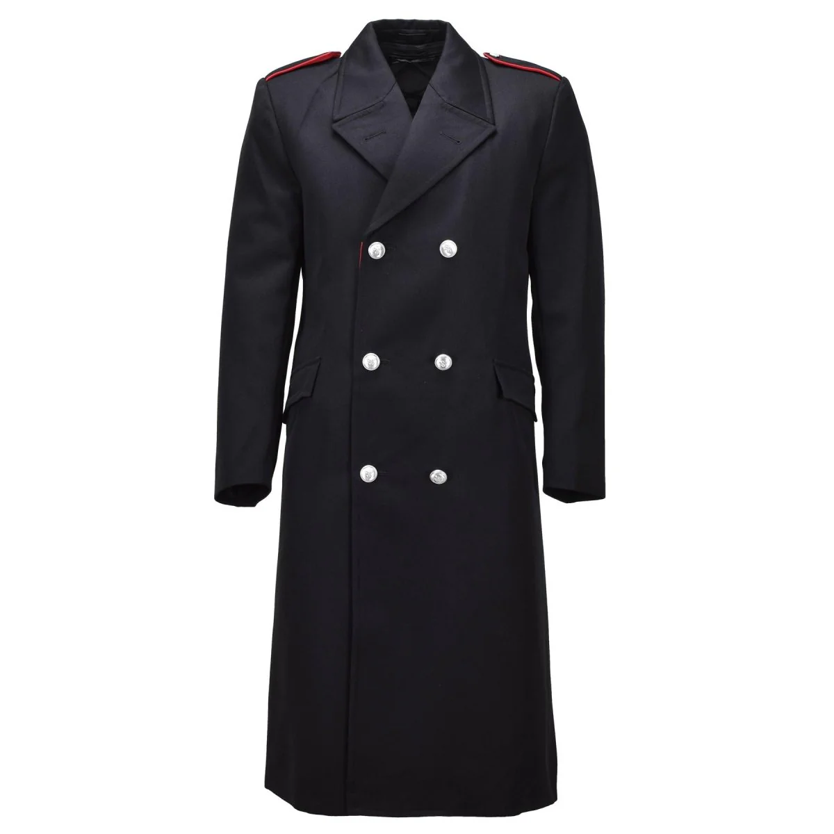 Original italiensk armé carabinieri ullkappa dubbelknäppt uniform svart