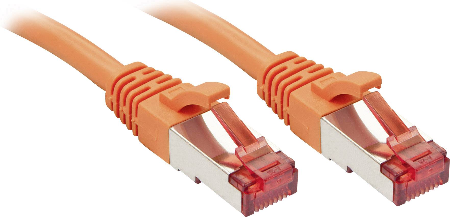 LINDY 47813 RJ45 Nätverkkabel, Patchkabel CAT 6 S/FTP 10.00 m Orange med låsskydd 1 st