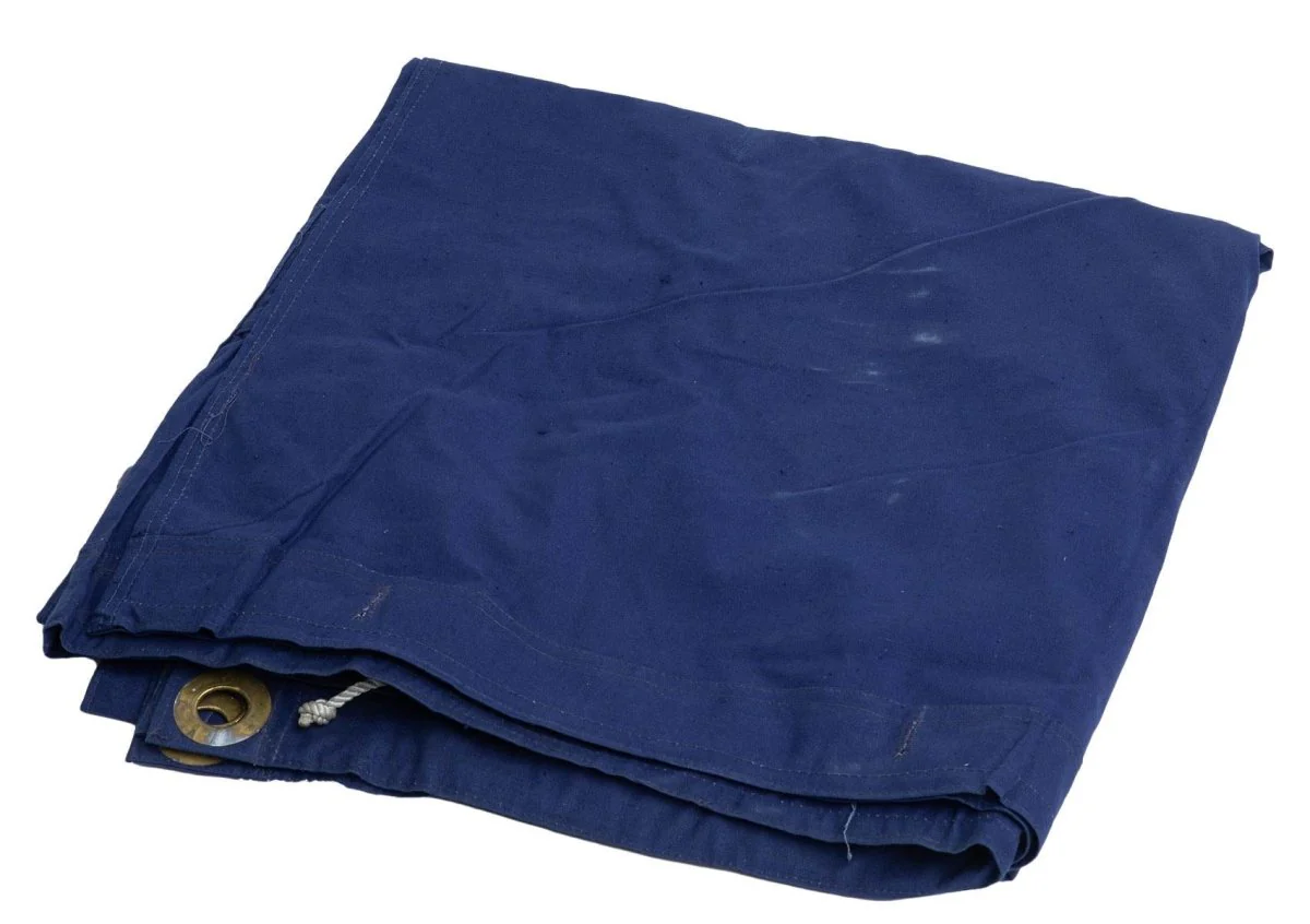 Original rumänsk militär tält presenning blått vattentätt 1.80×1.80 cm överskott