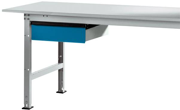 Manuflex AS0006.5007 Låda i briljansblå RAL 5007, med lås, för bordsdjup 800 mm, BxDxH= 425 x 550 x 135 mm