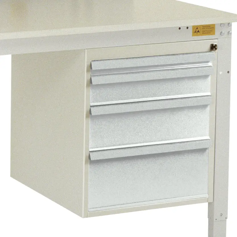 Manuflex LZ4763.7035 ESD ESD-chassiunderbyggnad, användbar höjd 500 mm med 4 lådor. För bordsdjup 1000 mm