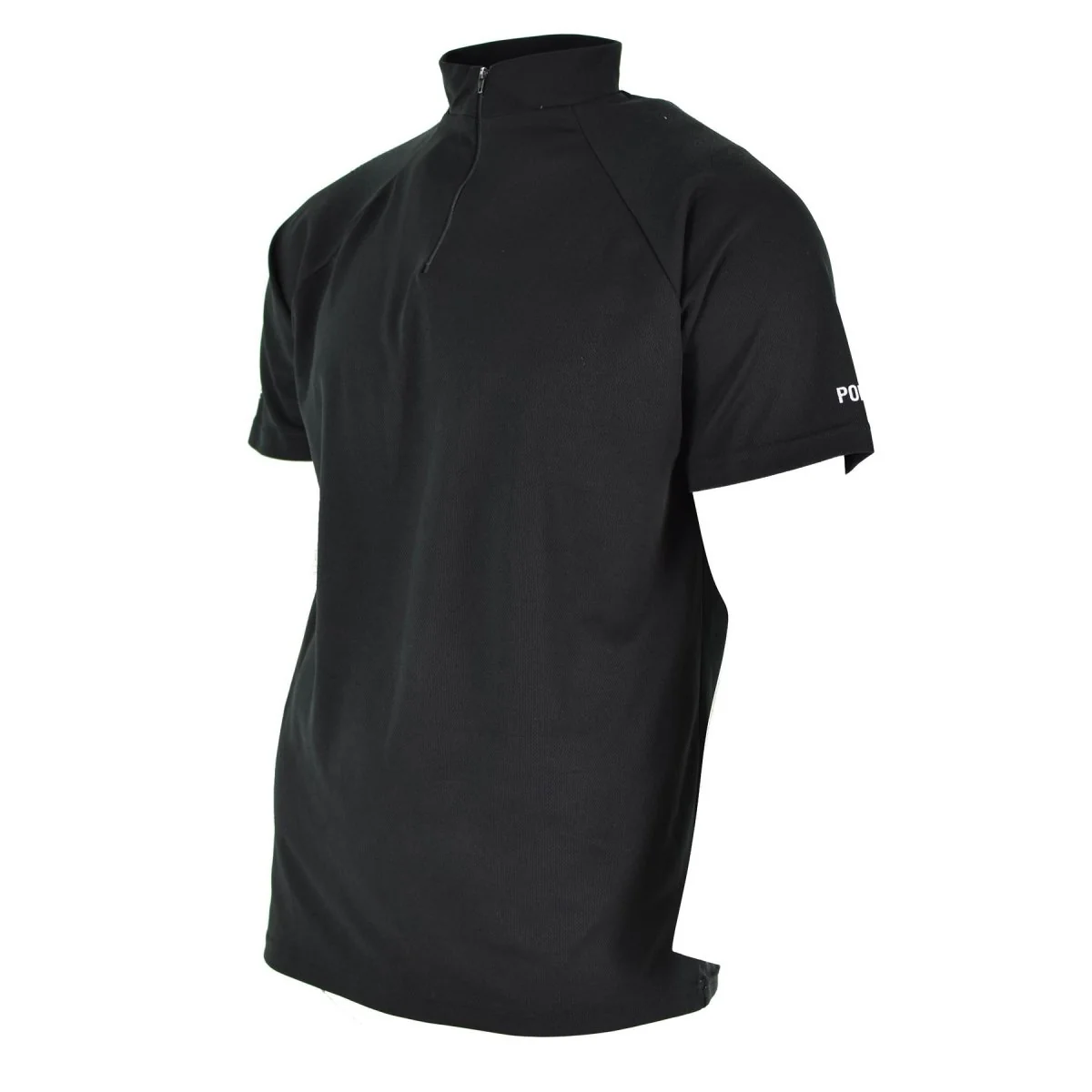 Äkta brittisk polis t-shirt svart andningsbar funktionell främre zip-skyddsskjorta
