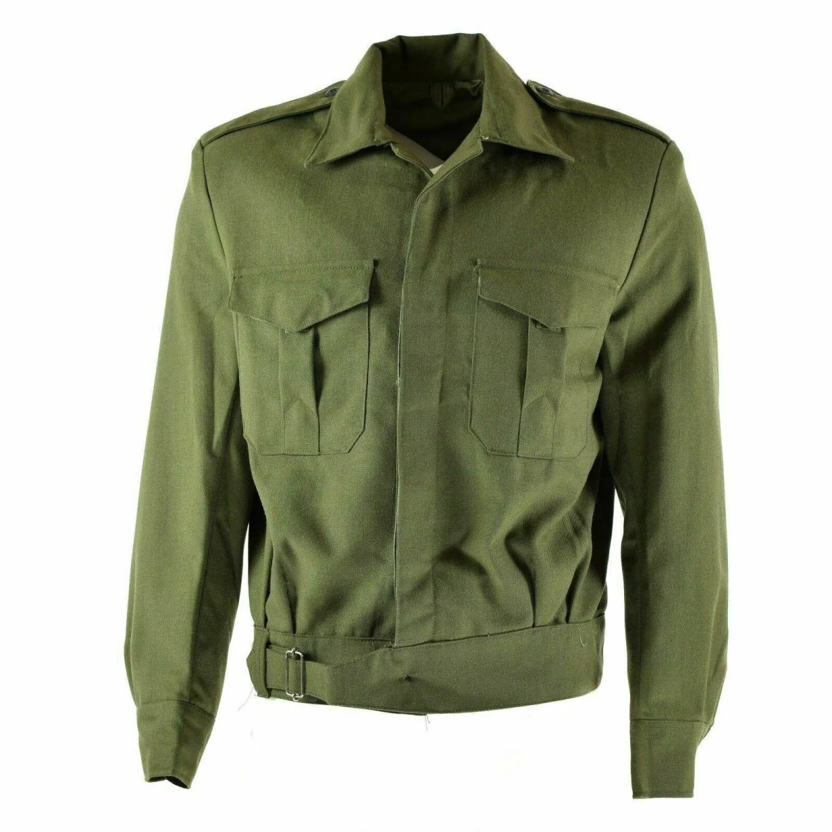 Äkta grekiska arméfält Ike Jacket Gabardine Wool Blaze Olive Military New