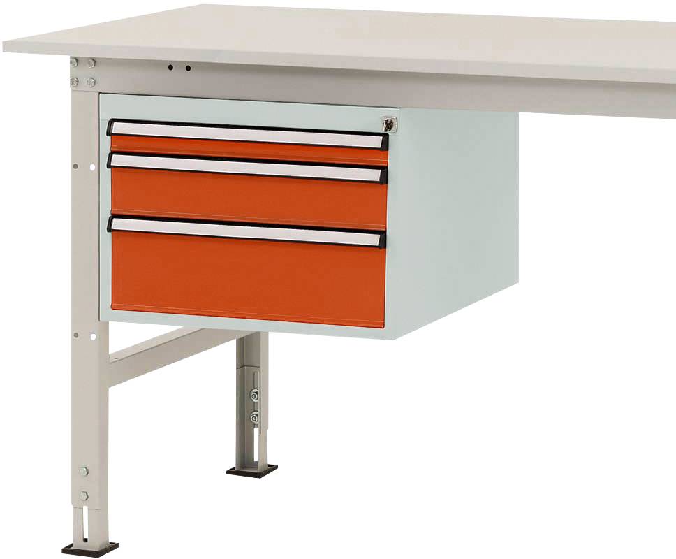 Manuflex AS0002.2001 Underinbyggnad i hölje PACKPOOL, användbar höjd 300 mm med 3 lådor. För bordsdjup 800 mm