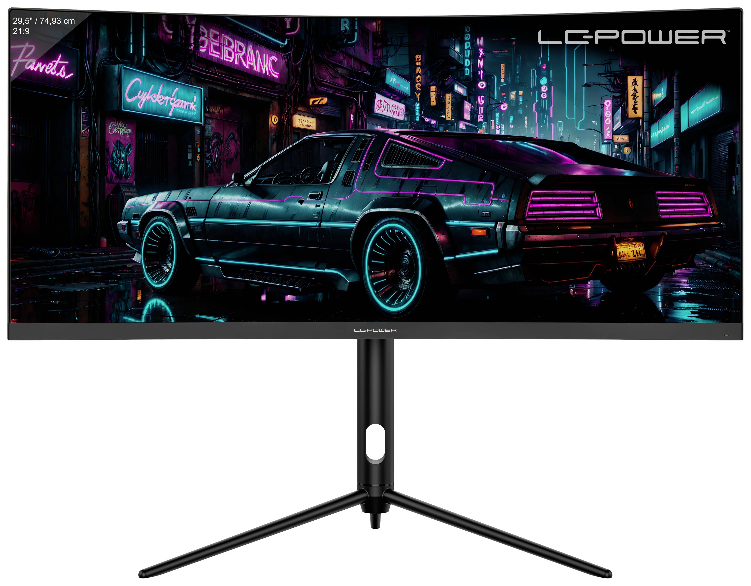 LC Power LC-M30UWFC Spelskärm EEK F (A – G) 74.9 cm (29.5 tum) 2560 x 1080 pixel 21:9 1 ms DisplayPort, HDMI, Hörlurar (