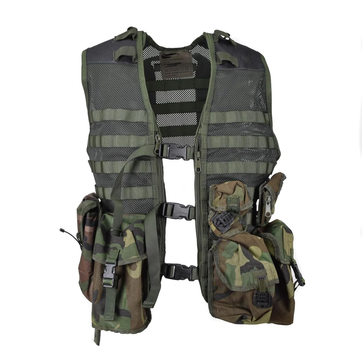 Äkta holländska militärolivförstärkad väst 6st Modular Forest Molle Pouches