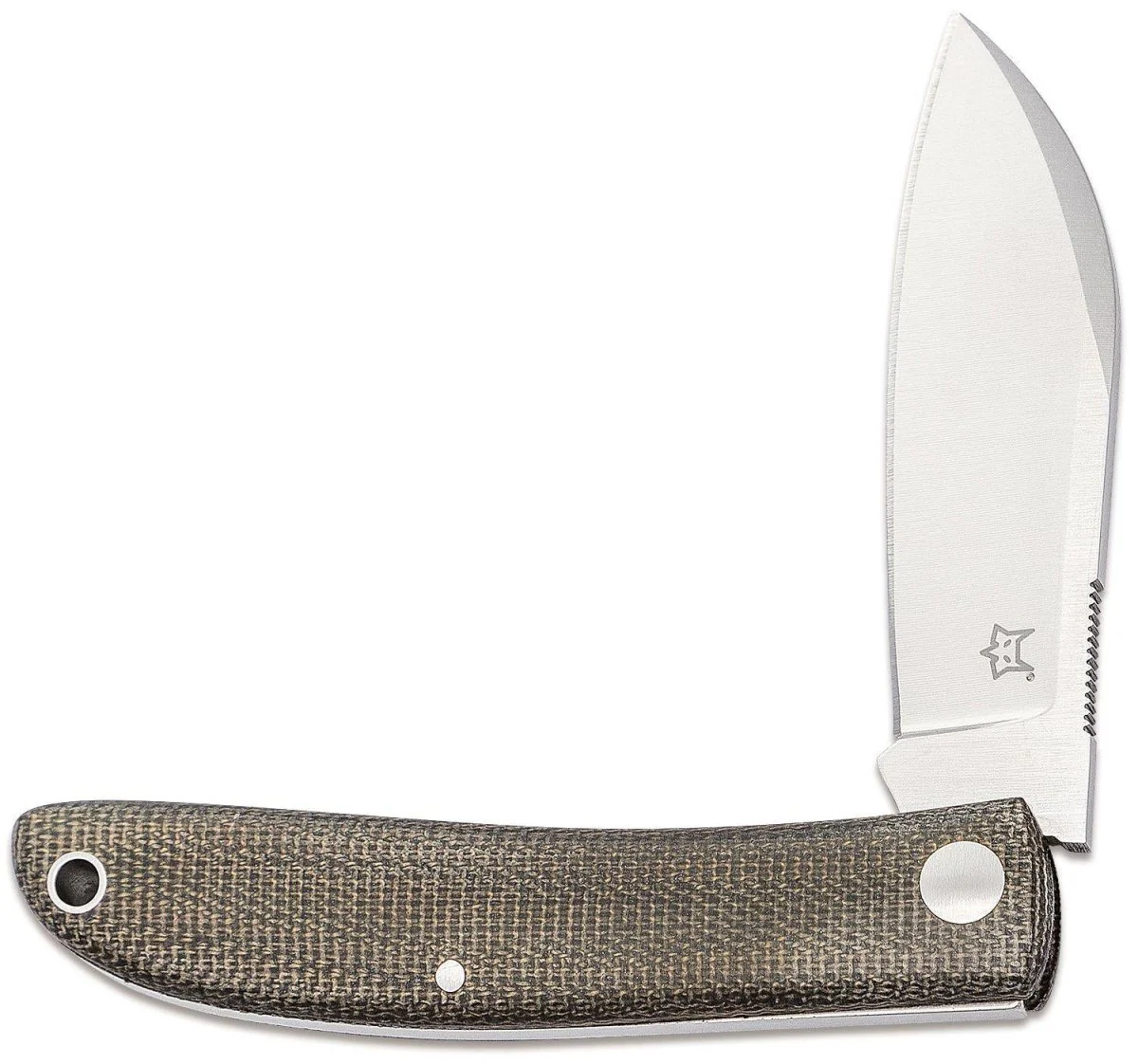 Rävknivar Märke Italien Livri fällkniv rostfritt stål M390 Grön Micarta