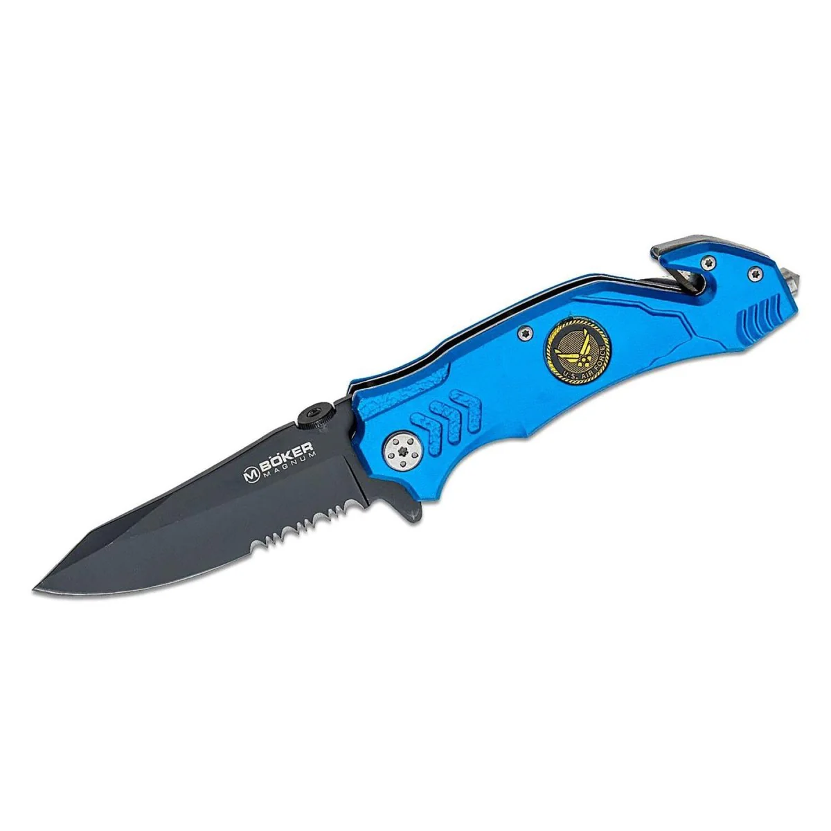 Boker Brand fällbar fickkniv Air Force Rescue stål 440A aluminium handtag