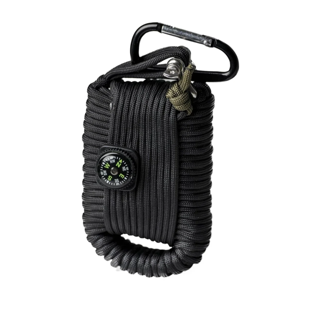 MIL-TEC Survival Kit Large 12m Paracord Fire Starter Compass Whistle Black