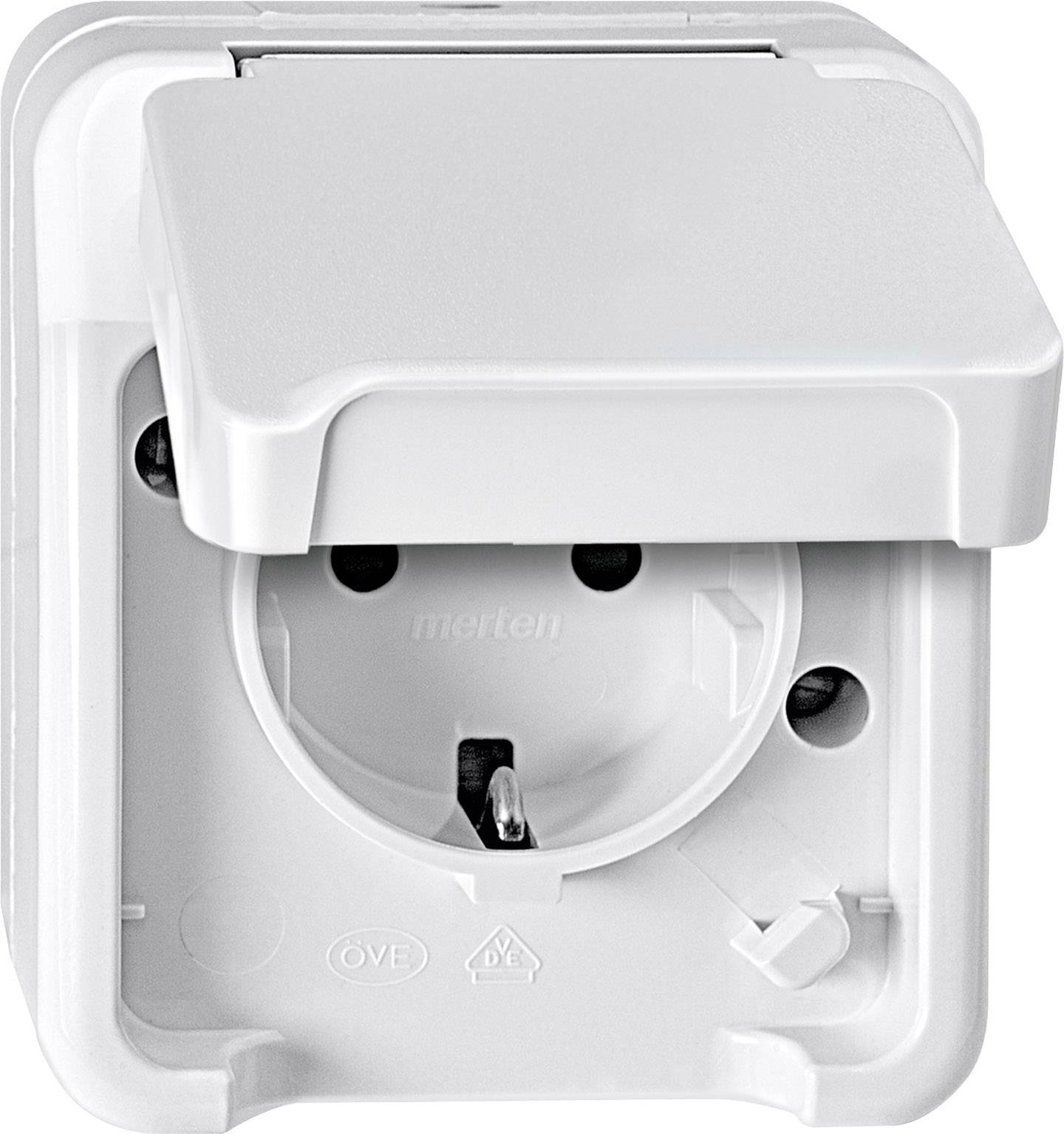 Merten 1x Utomhus strömställare Komplett Vägguttag lock AQUASTAR Polarvit 4074943 1 st