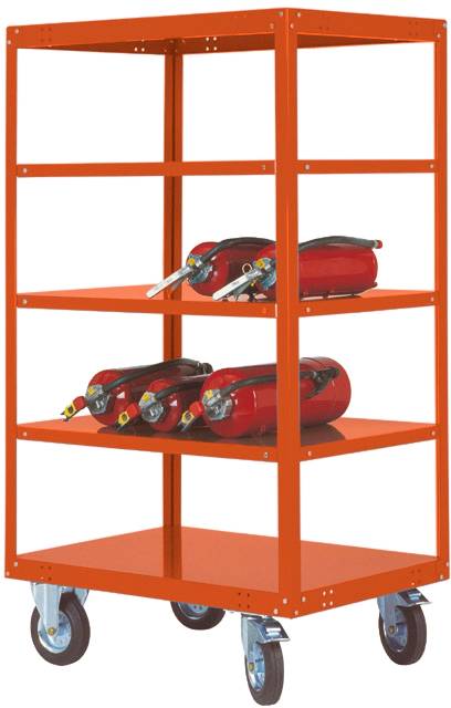 Manuflex TRANSOMOBIL TT4273.2001 Hyllvagn bromsar Stålbleck pulverlackerat Rödorange (RAL 2001)