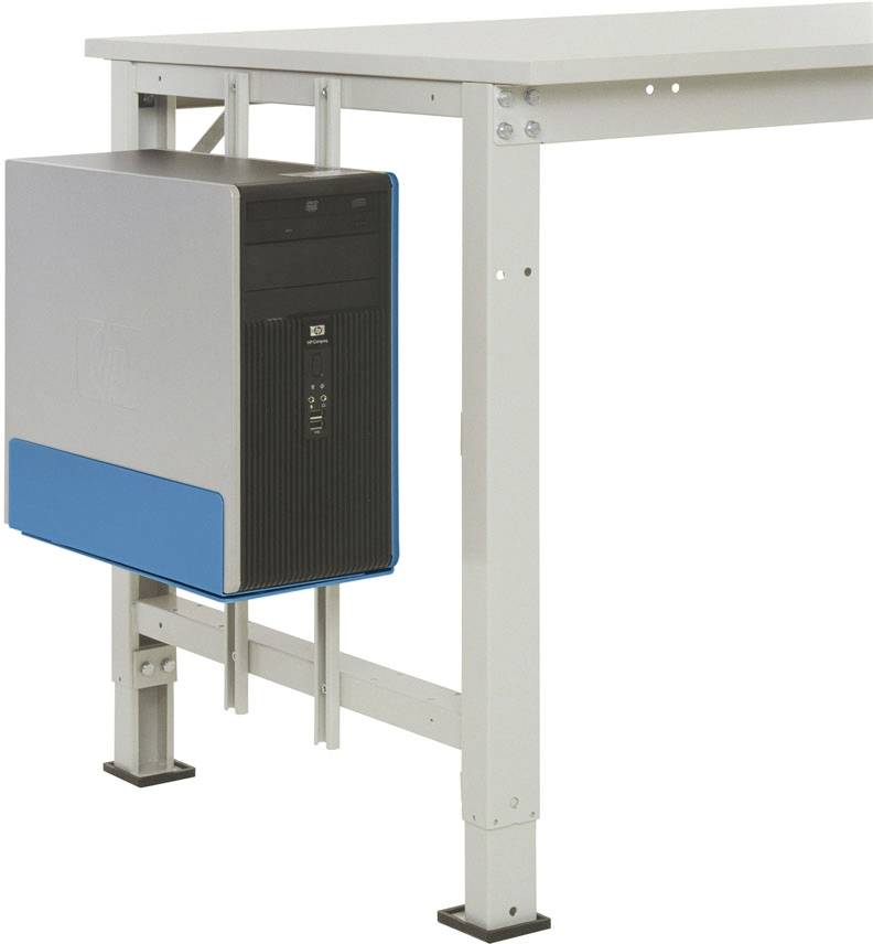 Manuflex LZ3590.5012 ESD ESD-CPU-hållare i ljusblå RAL 5012, BxDxH = 180-250 x 450 x 290 mm