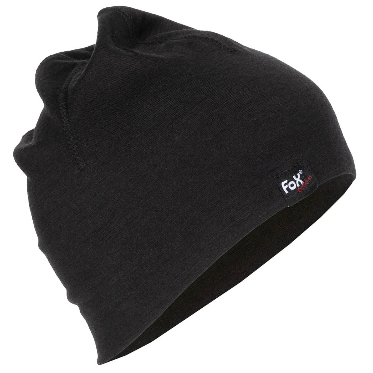 Fox Outdoor Merino Wool Beanie Lätt Andas Snabbtorkande Svart