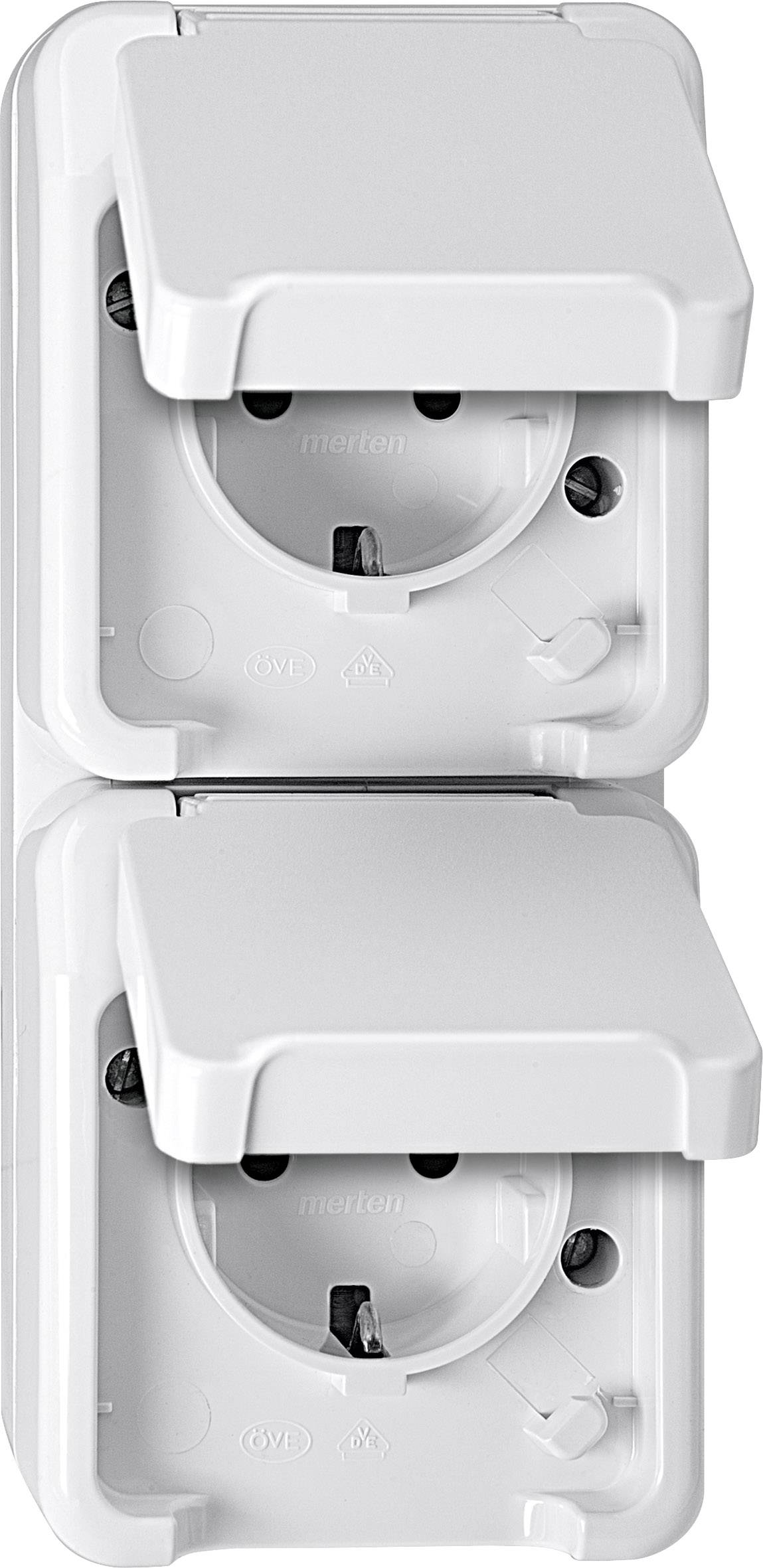 Merten 2x Utomhus strömställare Komplett Vägguttag lock AQUASTAR Polarvit 4074949 1 st