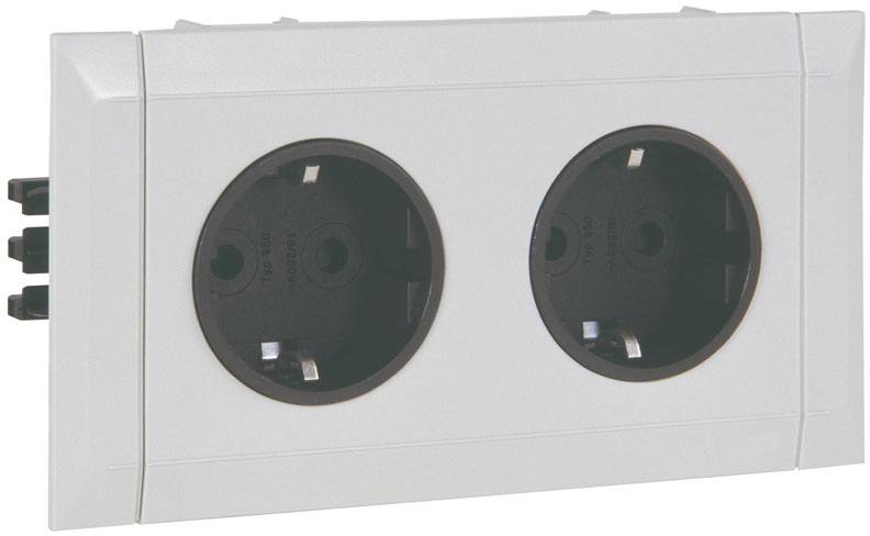 Manuflex ZB0931 Jordad dubbelkontakt, färdigmonterad för färdigdragen energikanal, BxDxH= 136 x 54 x 78 mm