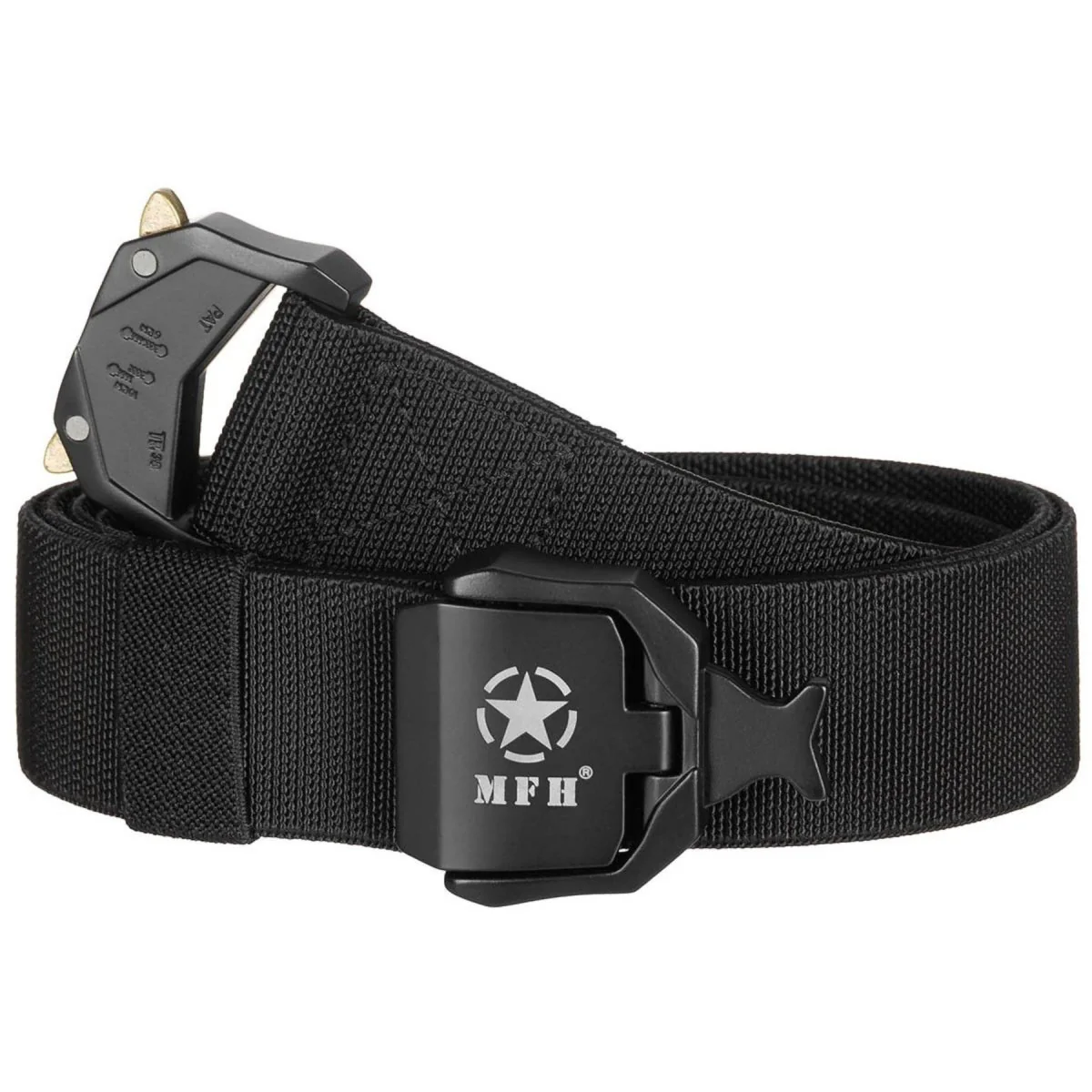 MFH Quick Release Tactical Web Belt Elastisk Justerbar Polypropen Svart