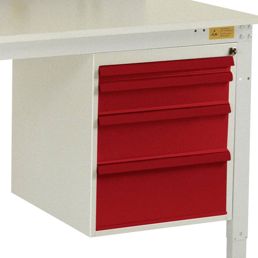 Manuflex LZ4763.3003 ESD ESD-chassiunderbyggnad, användbar höjd 500 mm med 4 lådor. För bordsdjup 1000 mm