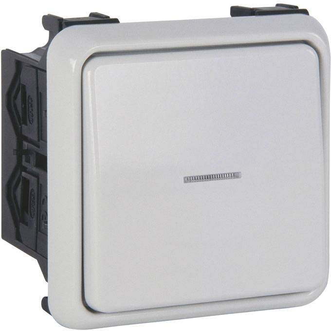 Manuflex ZB0933 Strömbrytare med kontrollampa, färdigmonterad för färdigdragen energikanal, BxDxH= 75 x 50 x 75 mm
