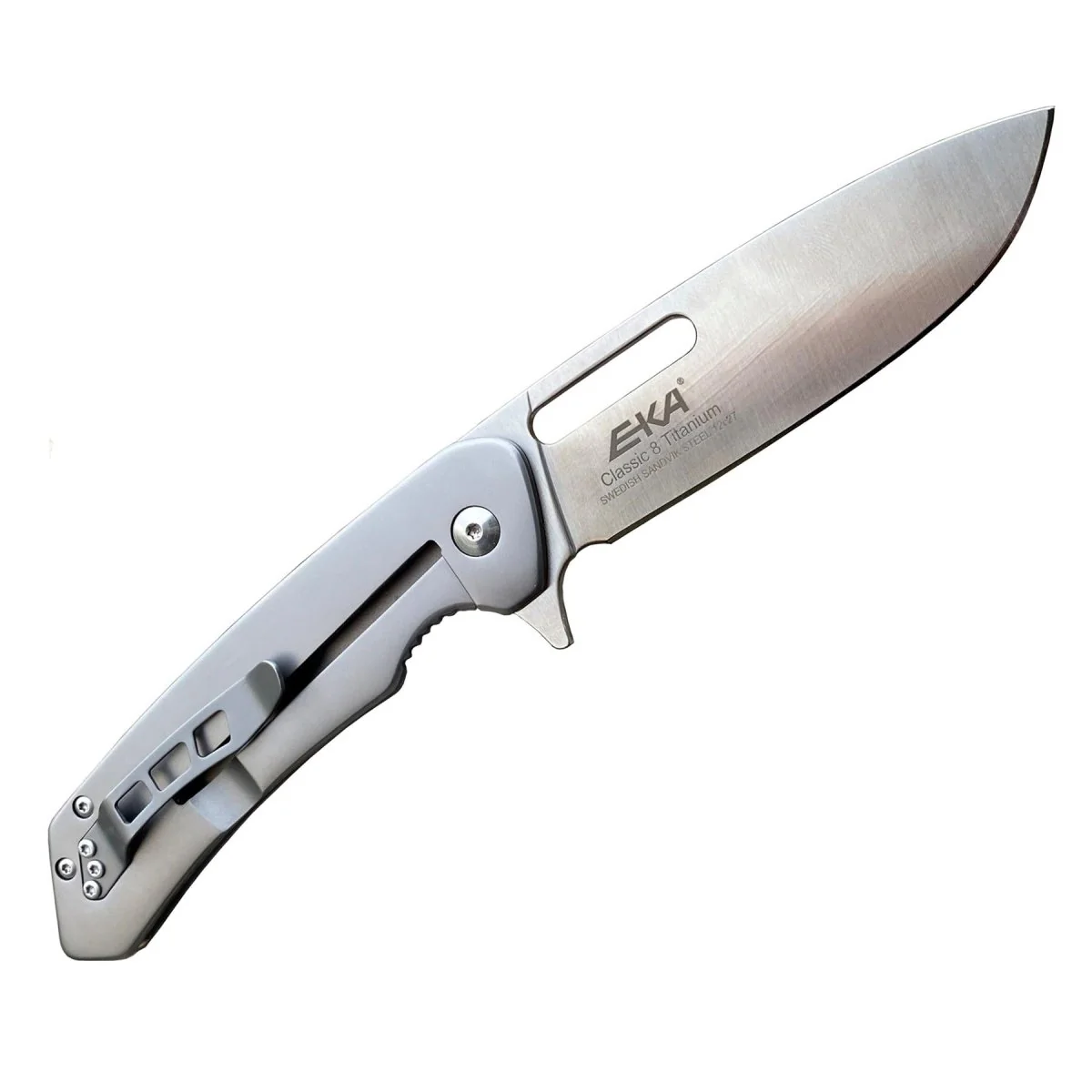 EKA Brand Swedish Classic 8 fickkniv titan handtag 57 HRC rostfritt blad
