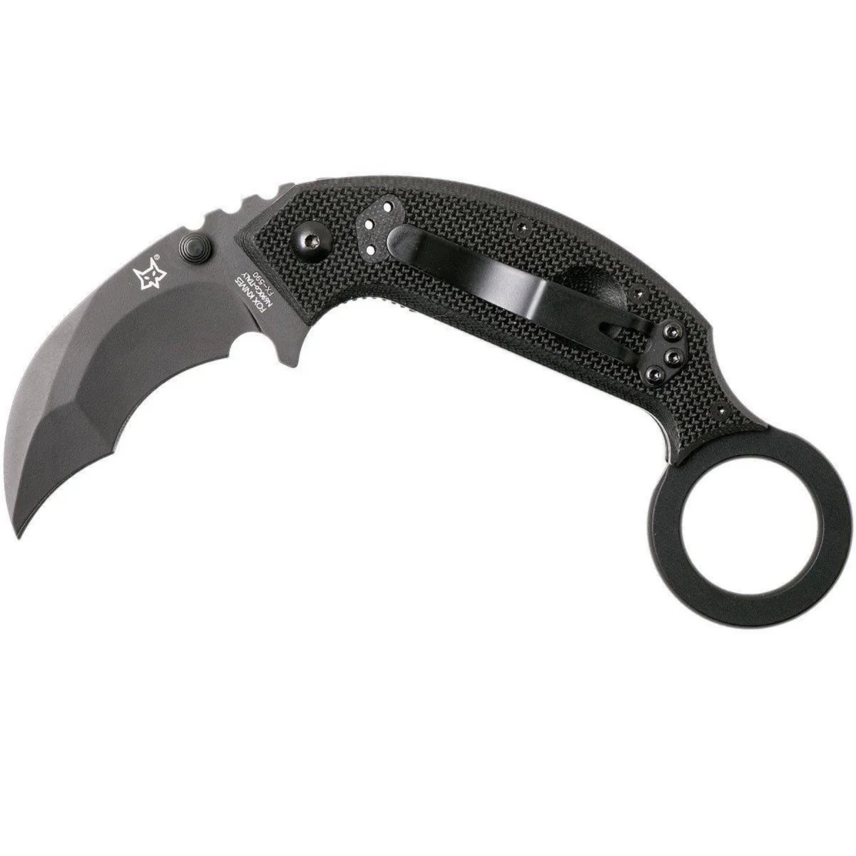 Fox Knives Märke Italien Chiropteka Fällkniv Karambit rostfritt stål svart