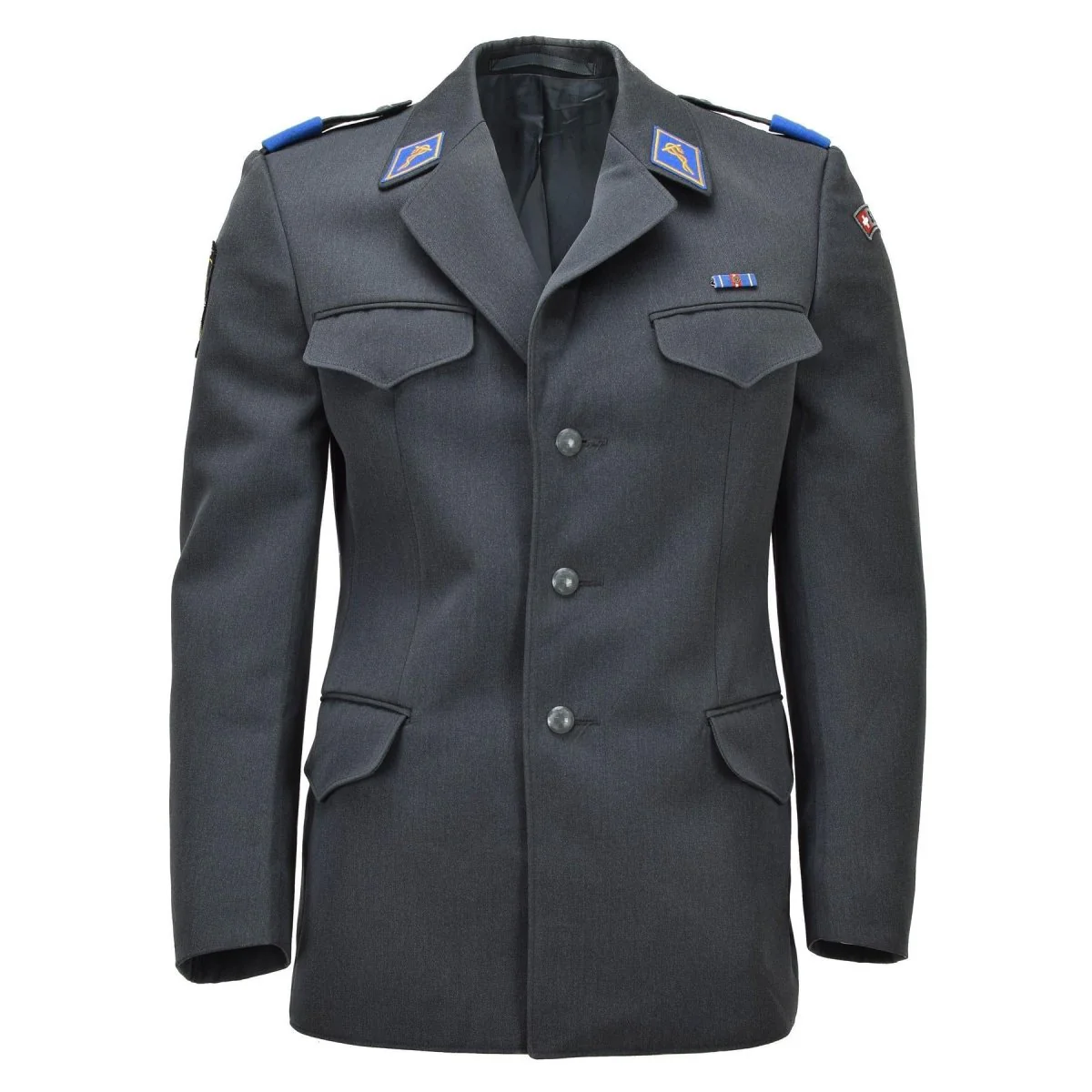 Original schweizisk militär formell jacka Vintage 4-ficksdesign mörkgrå