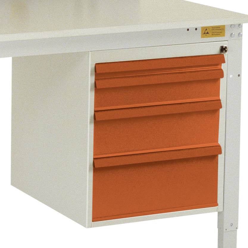 Manuflex LZ4763.2001 ESD ESD-chassiunderbyggnad, användbar höjd 500 mm med 4 lådor. För bordsdjup 1000 mm