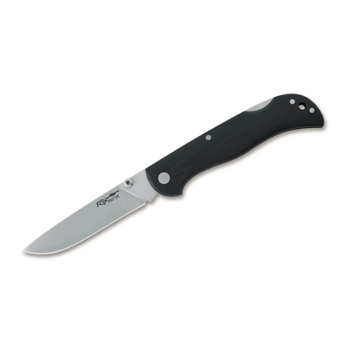 Fox Knives Märke Italien modell 500 svart fällbar fickkniv i rostfritt stål