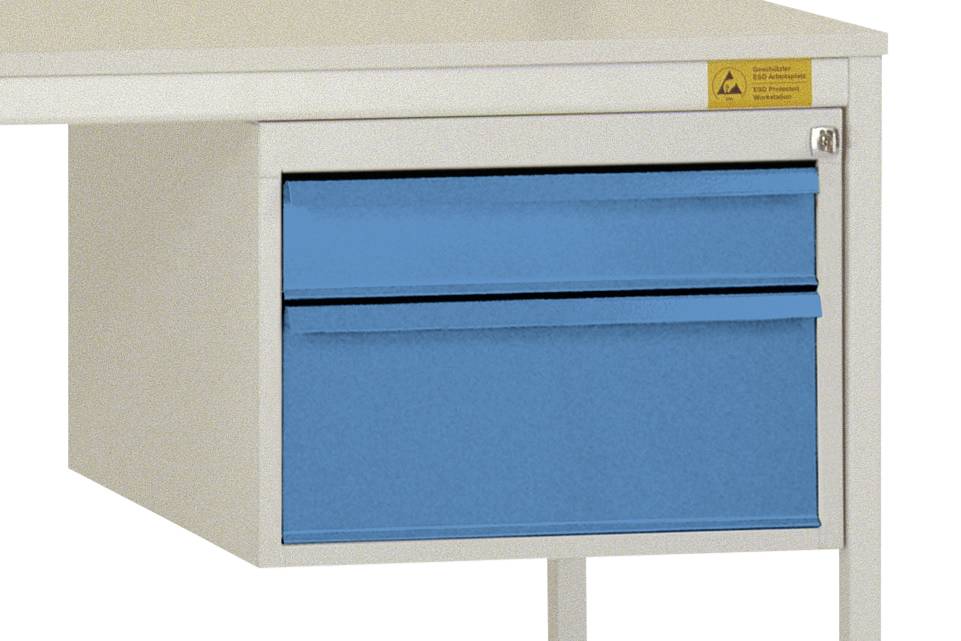 Manuflex LD4702.5012 ESD ESD-chassiunderbyggnad, användbar höjd 300 mm med 2 lådor