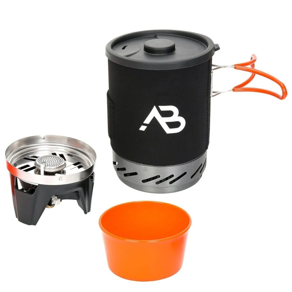 A.blochl AB-1 camping spis system matlagning set vandring kruka flytande gas brännare ny