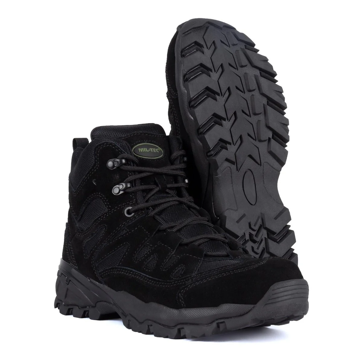 Mil-Tec Squad Boots Mid Calf Round Sole Camping Outdoor Black Suede Footwear
