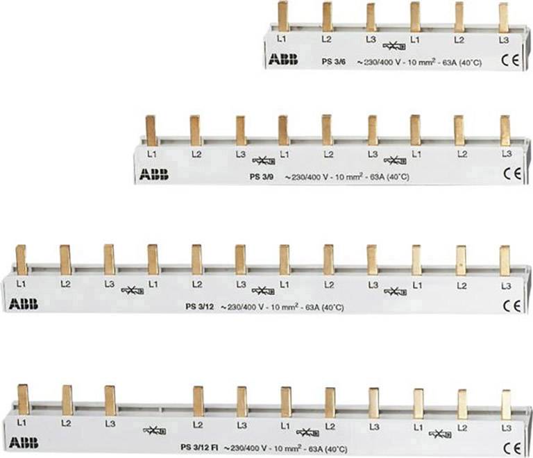 ABB 2CDL231001R1006 ABB PS3/6 1 st(e) 106 mm samlingsskena Phase busbar Antal serier 3 Grå 3-polig 10 mm² 1 st
