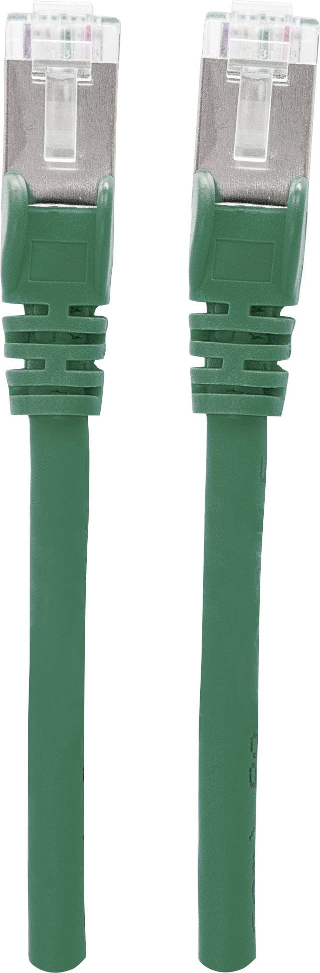 Intellinet 736886 RJ45 Nätverkkabel, Patchkabel CAT 6A S/FTP 10.00 m Grön Folieskärmning, Flätad skärmning, Halogenfri 1