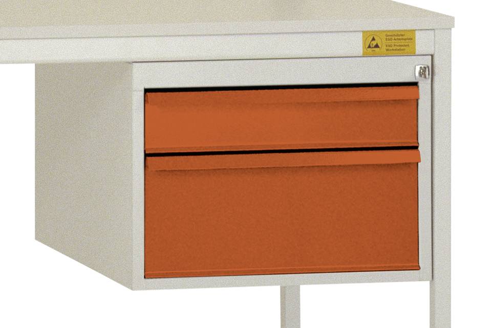 Manuflex LD4702.2001 ESD ESD-chassiunderbyggnad, användbar höjd 300 mm med 2 lådor